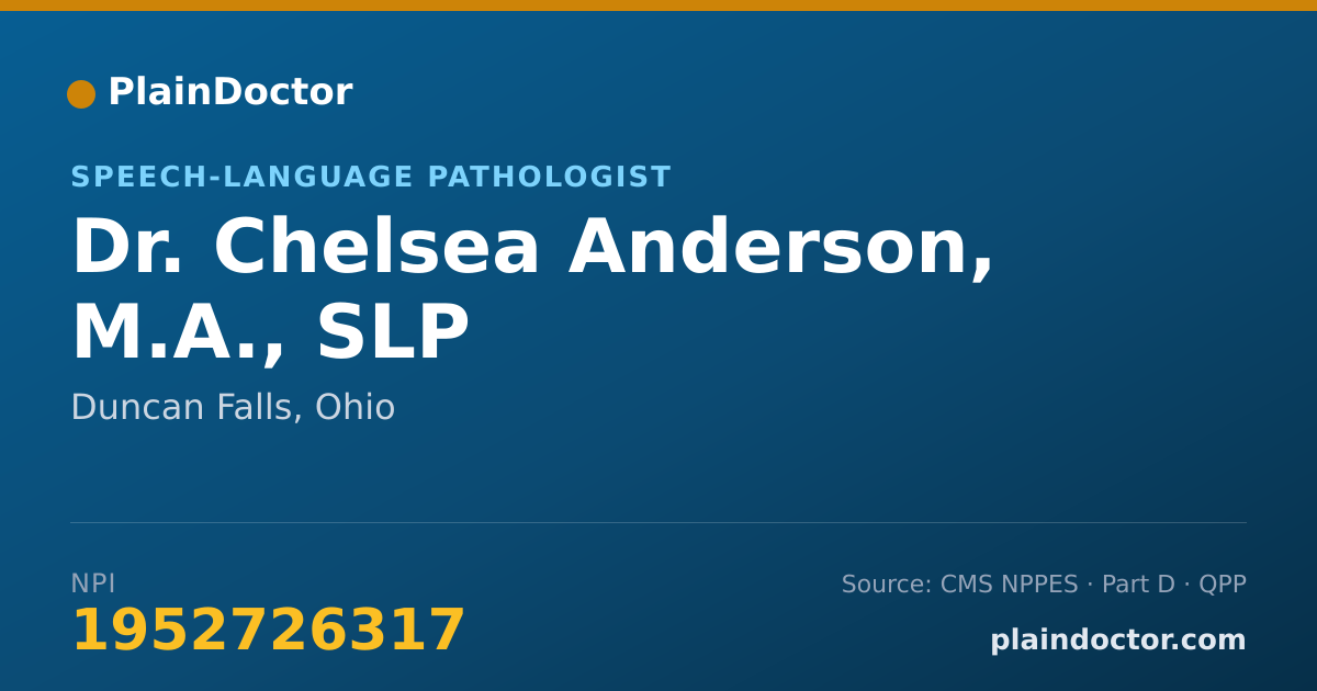 Shareable card for Chelsea Anderson, M.A., SLP - Speech-Language Pathologist, Duncan Falls, OH