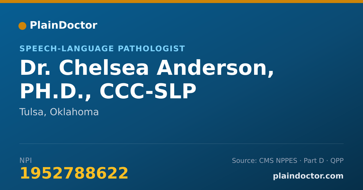 Shareable card for Chelsea Anderson, PH.D., CCC-SLP - Speech-Language Pathologist, Tulsa, OK