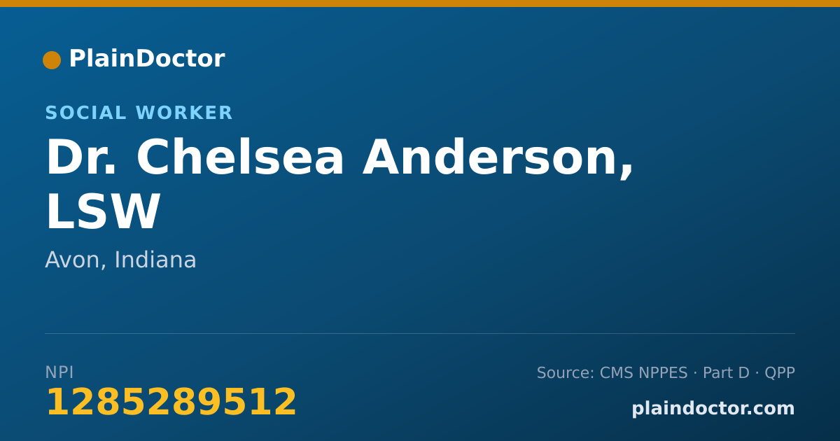 Shareable card for Chelsea Anderson, LSW - Social Worker, Avon, IN