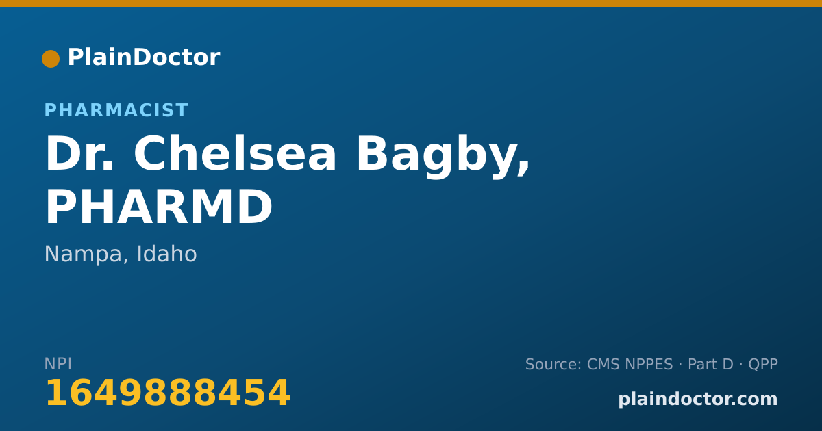 Shareable card for Chelsea Bagby, PHARMD - Pharmacist, Nampa, ID