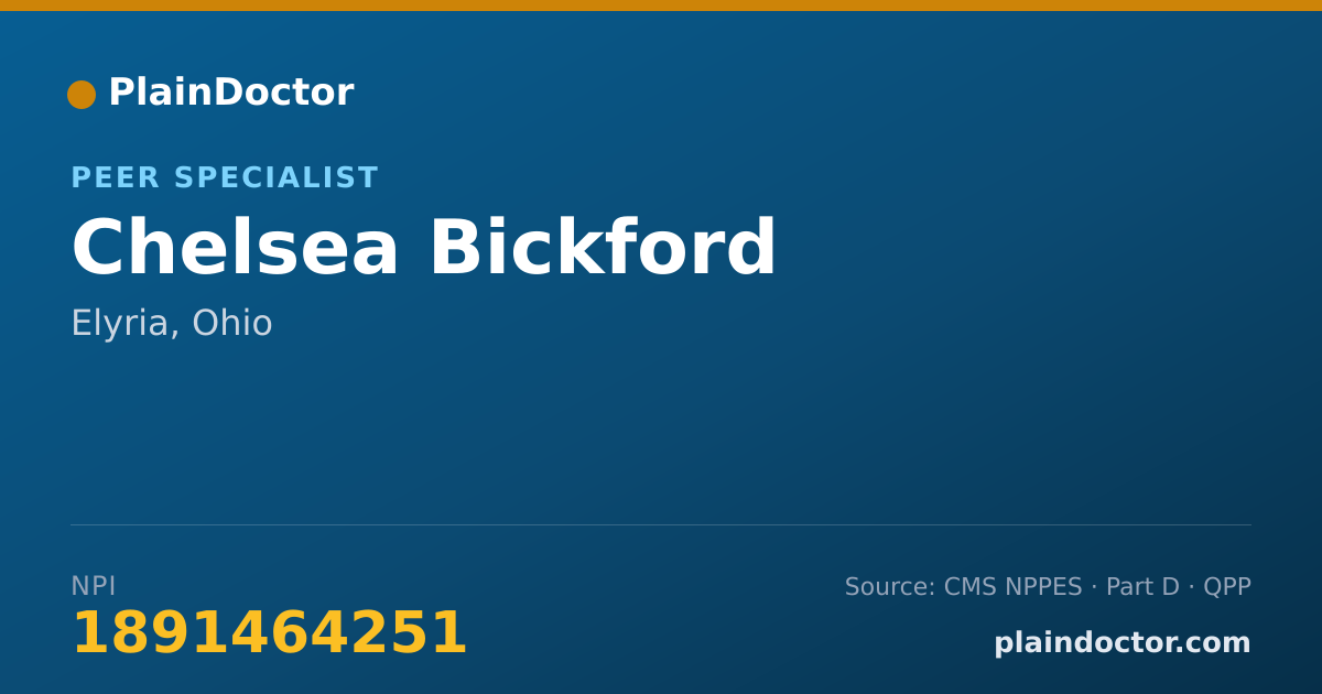 Shareable card for Chelsea Bickford - Peer Specialist, Elyria, OH