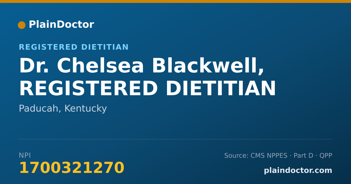 Shareable card for Chelsea Blackwell, REGISTERED DIETITIAN - Registered Dietitian, Paducah, KY