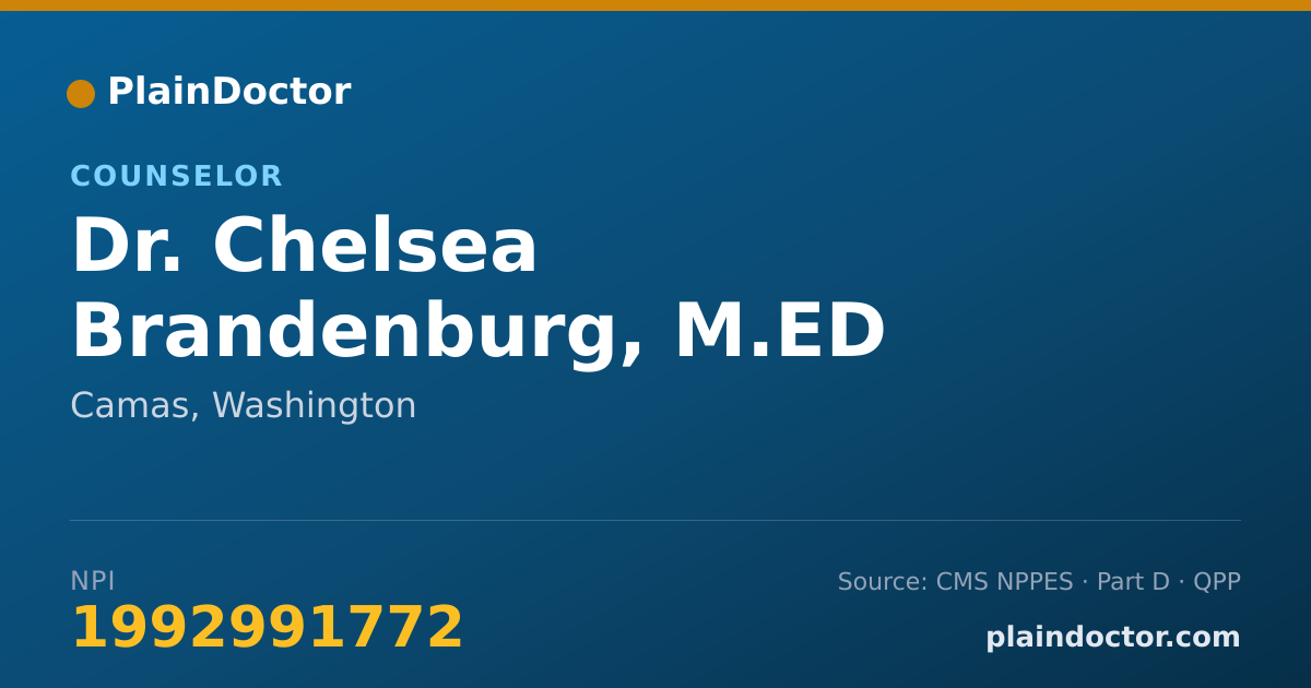 Shareable card for Chelsea Brandenburg, M.ED - Counselor, Camas, WA