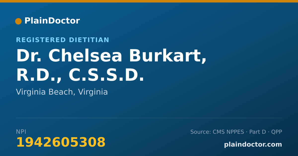 Shareable card for Chelsea Burkart, R.D., C.S.S.D. - Registered Dietitian, Virginia Beach, VA
