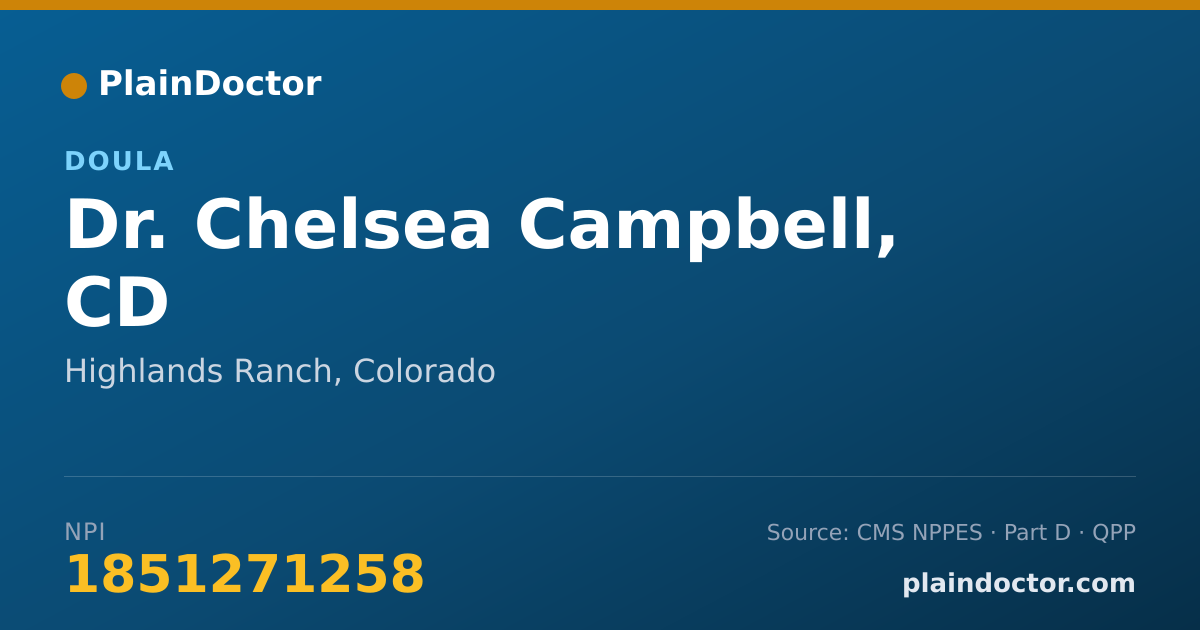 Shareable card for Chelsea Campbell, CD - Doula, Highlands Ranch, CO