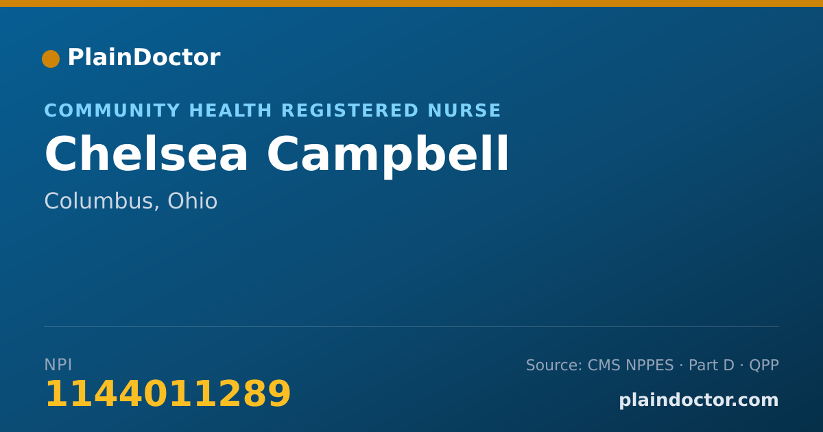 Shareable card for Chelsea Campbell - Community Health Registered Nurse, Columbus, OH