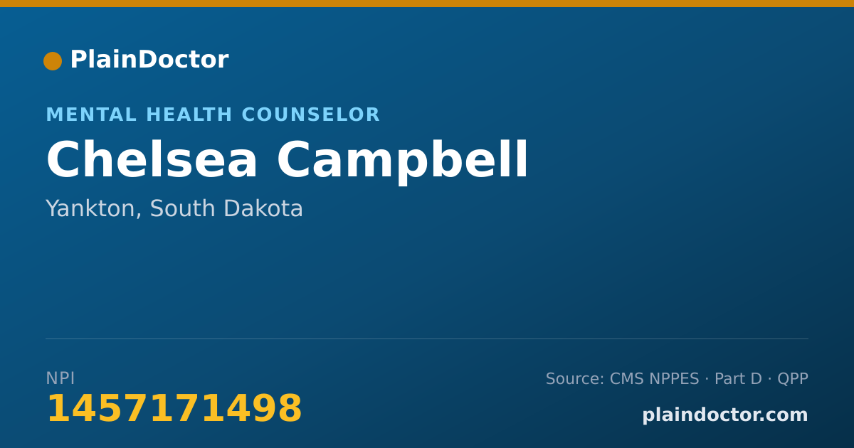 Shareable card for Chelsea Campbell - Mental Health Counselor, Yankton, SD