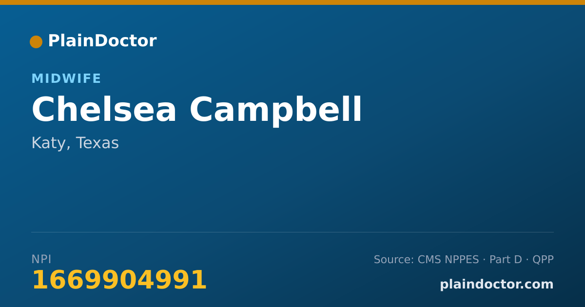 Shareable card for Chelsea Campbell - Midwife, Katy, TX