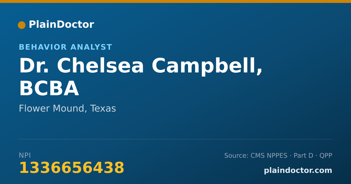 Shareable card for Chelsea Campbell, BCBA - Behavior Analyst, Flower Mound, TX