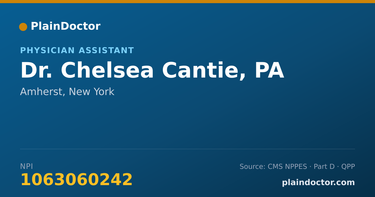 Shareable card for Chelsea Cantie, PA - Physician Assistant, Amherst, NY