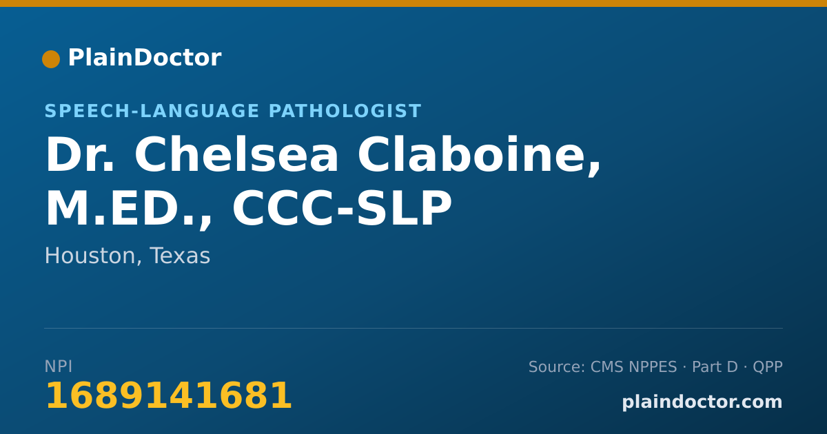 Shareable card for Chelsea Claboine, M.ED., CCC-SLP - Speech-Language Pathologist, Houston, TX