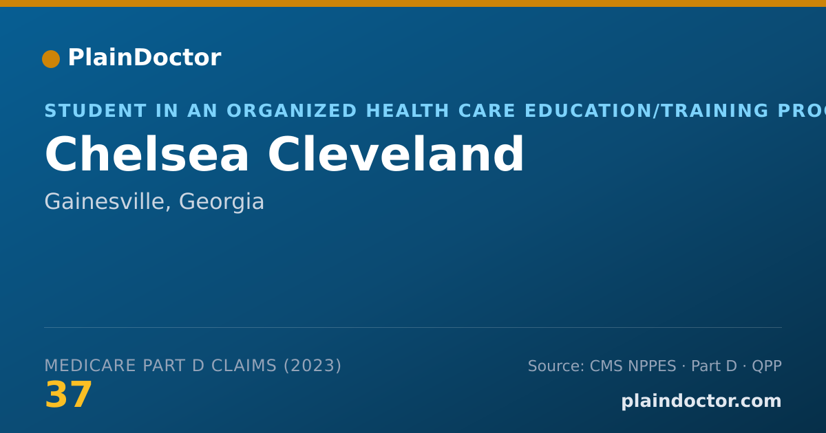Shareable card for Chelsea Cleveland - Student in an Organized Health Care Education/Training Program, Gainesville, GA