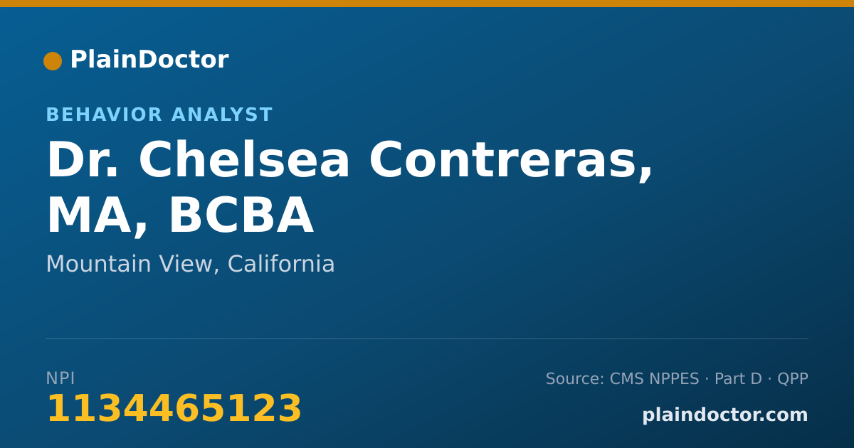 Shareable card for Chelsea Contreras, MA, BCBA - Behavior Analyst, Mountain View, CA