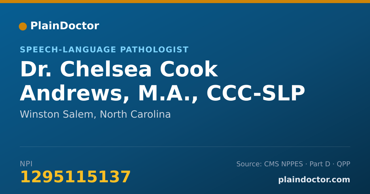 Shareable card for Chelsea Cook Andrews, M.A., CCC-SLP - Speech-Language Pathologist, Winston Salem, NC