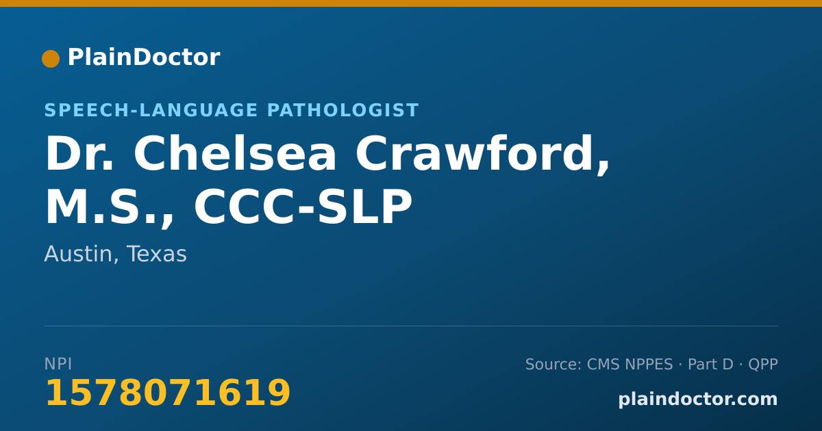 Shareable card for Chelsea Crawford, M.S., CCC-SLP - Speech-Language Pathologist, Austin, TX