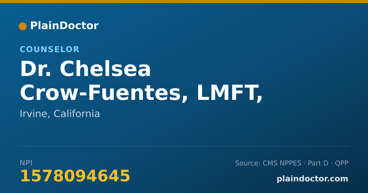 Shareable card for Chelsea Crow-Fuentes, LMFT, PMH-C - Counselor, Irvine, CA