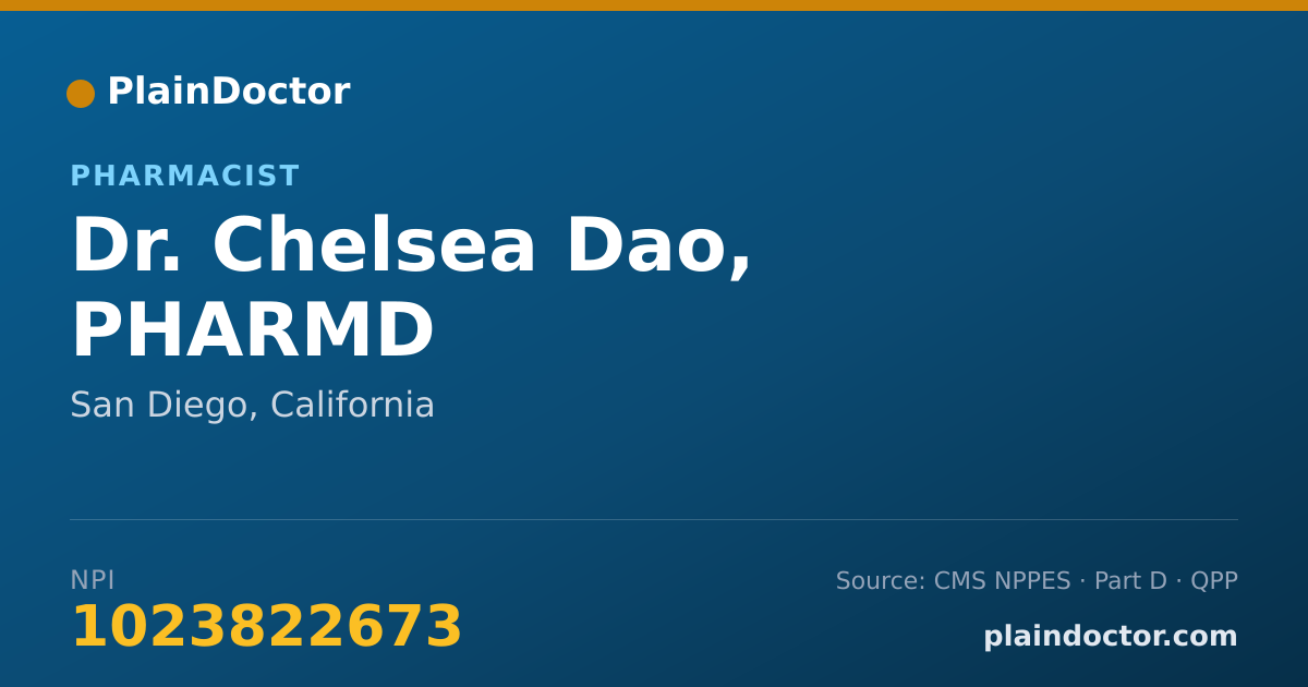 Shareable card for Chelsea Dao, PHARMD - Pharmacist, San Diego, CA