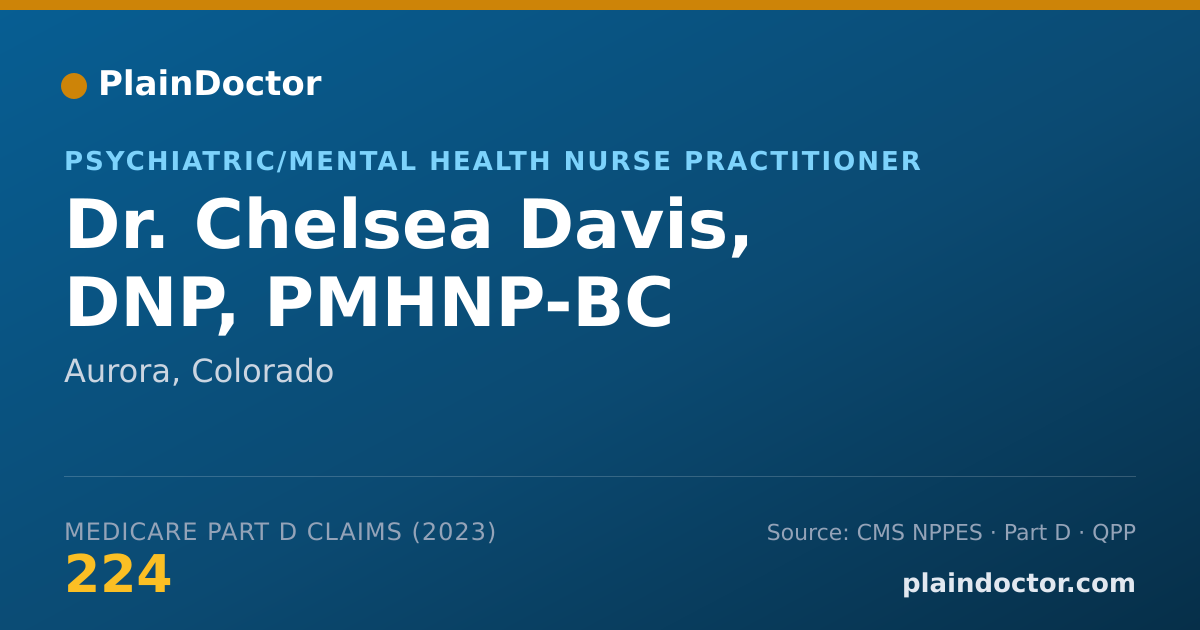 Shareable card for Chelsea Davis, DNP, PMHNP-BC - Psychiatric/Mental Health Nurse Practitioner, Aurora, CO