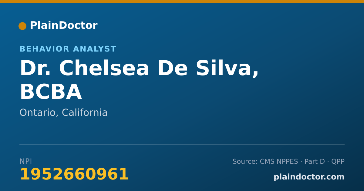 Shareable card for Chelsea De Silva, BCBA - Behavior Analyst, Ontario, CA