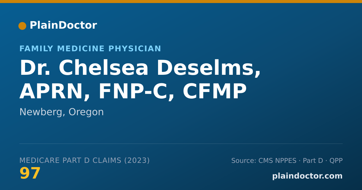 Shareable card for Chelsea Deselms, APRN, FNP-C, CFMP - Family Medicine Physician, Newberg, OR