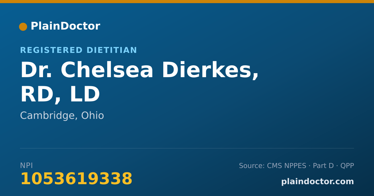 Shareable card for Chelsea Dierkes, RD, LD - Registered Dietitian, Cambridge, OH
