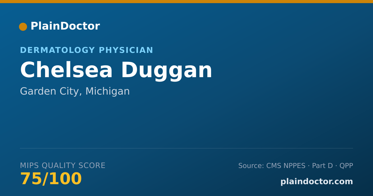 Shareable card for Chelsea Duggan - Dermatology Physician, Garden City, MI