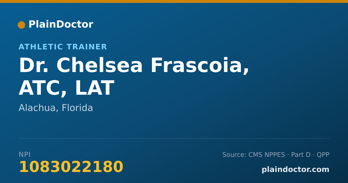 Shareable card for Chelsea Frascoia, ATC, LAT - Athletic Trainer, Alachua, FL