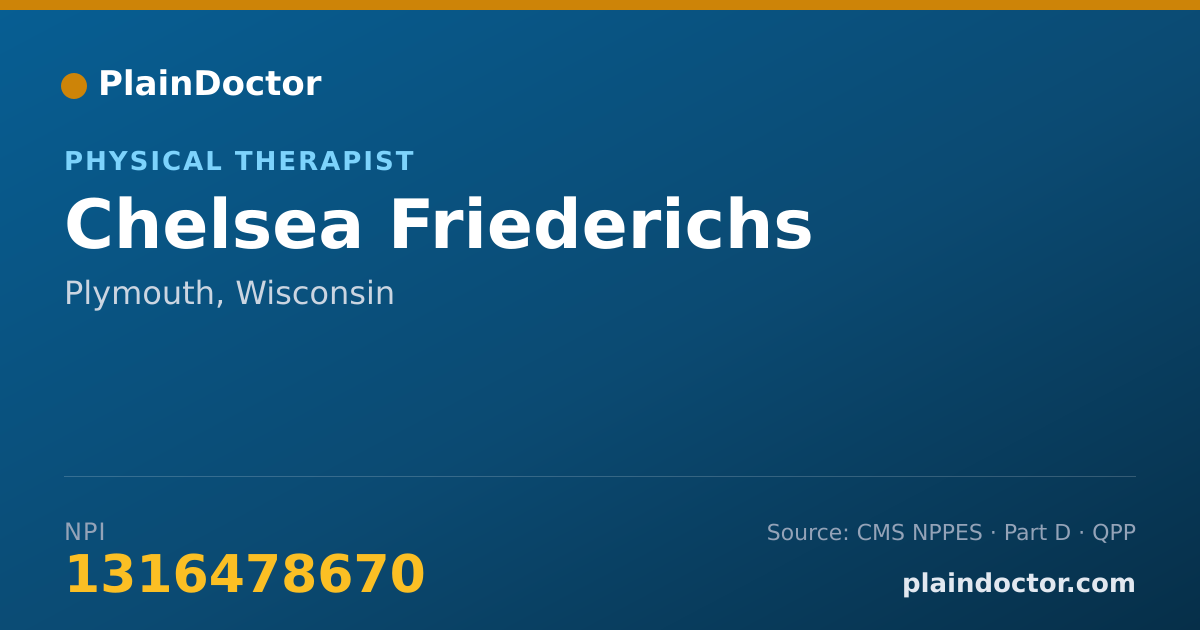 Shareable card for Chelsea Friederichs - Physical Therapist, Plymouth, WI