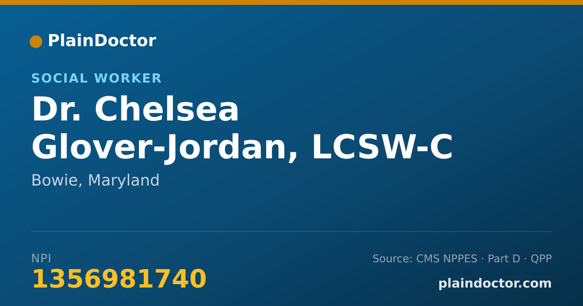 Shareable card for Chelsea Glover-Jordan, LCSW-C LICSW - Social Worker, Bowie, MD