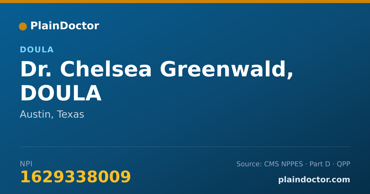 Shareable card for Chelsea Greenwald, DOULA - Doula, Austin, TX