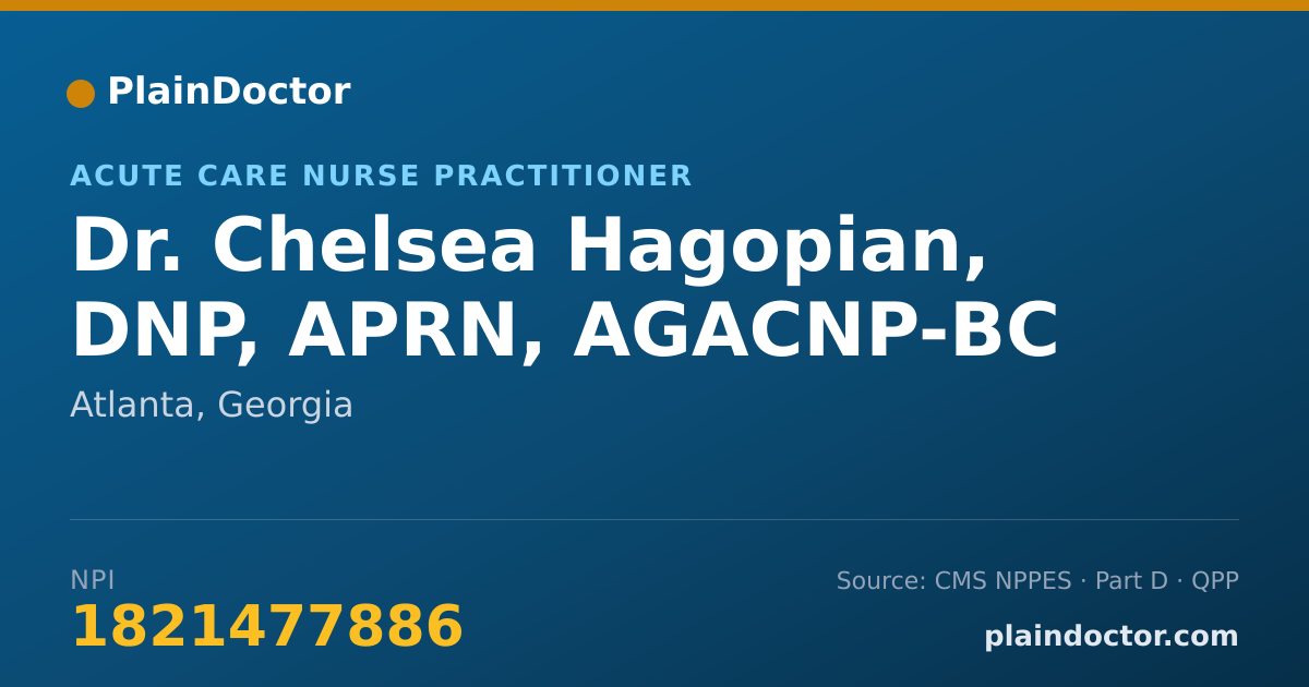 Shareable card for Chelsea Hagopian, DNP, APRN, AGACNP-BC - Acute Care Nurse Practitioner, Atlanta, GA