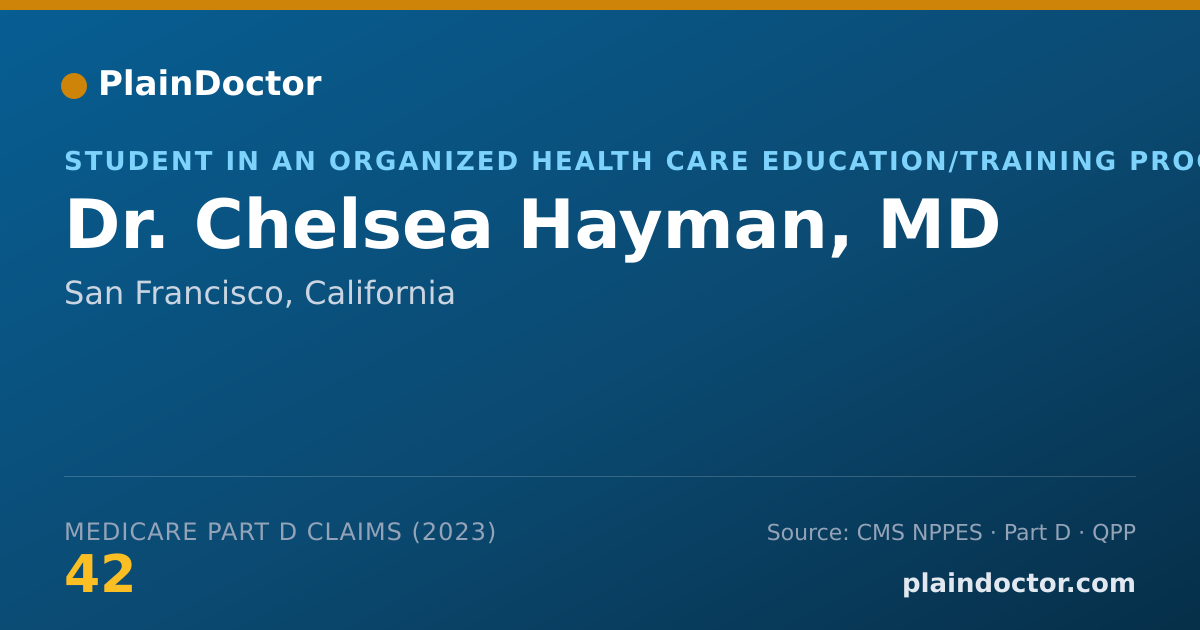 Shareable card for Chelsea Hayman, MD - Student in an Organized Health Care Education/Training Program, San Francisco, CA