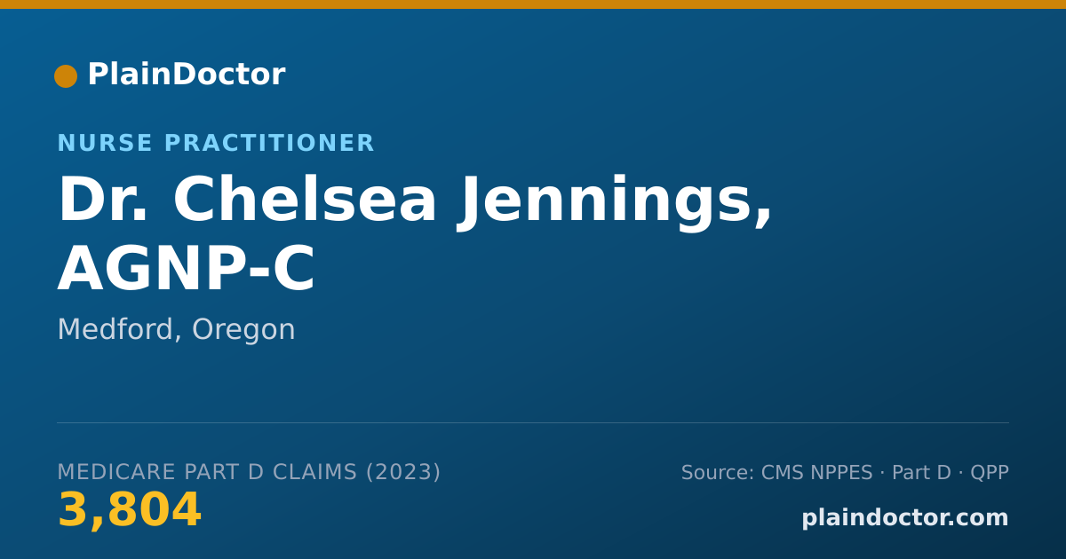 Shareable card for Chelsea Jennings, AGNP-C - Nurse Practitioner, Medford, OR