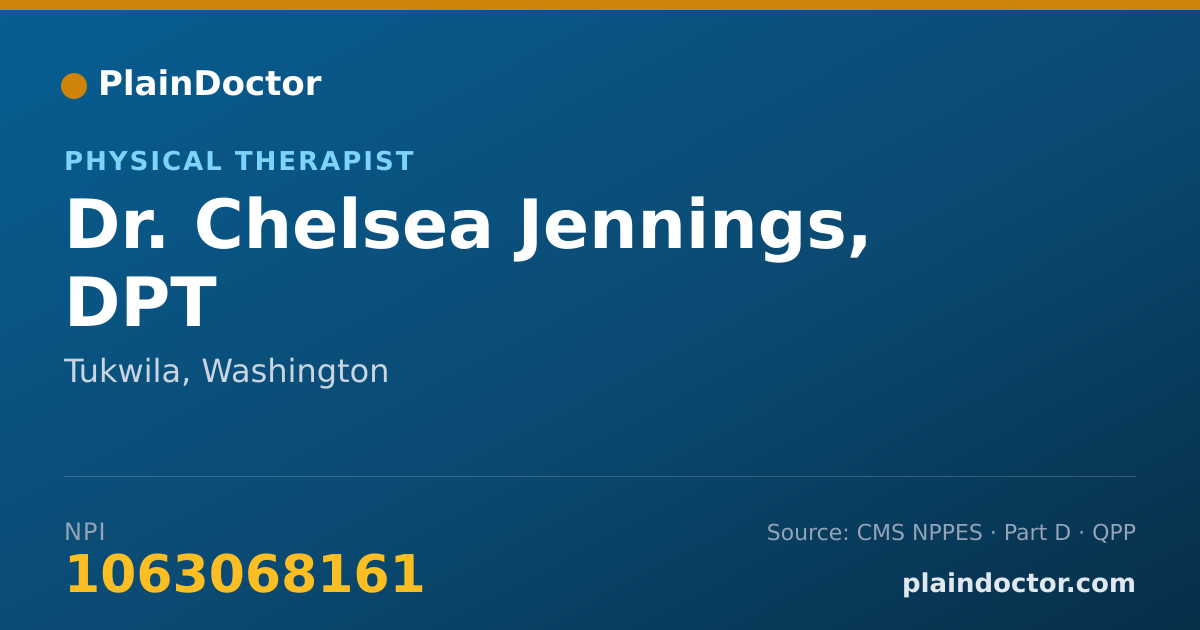 Shareable card for Chelsea Jennings, DPT - Physical Therapist, Tukwila, WA