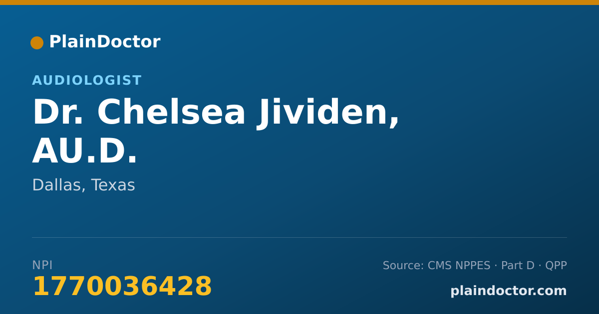 Shareable card for Chelsea Jividen, AU.D. - Audiologist, Dallas, TX