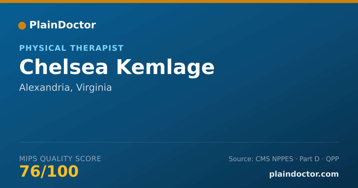 Shareable card for Chelsea Kemlage - Physical Therapist, Alexandria, VA
