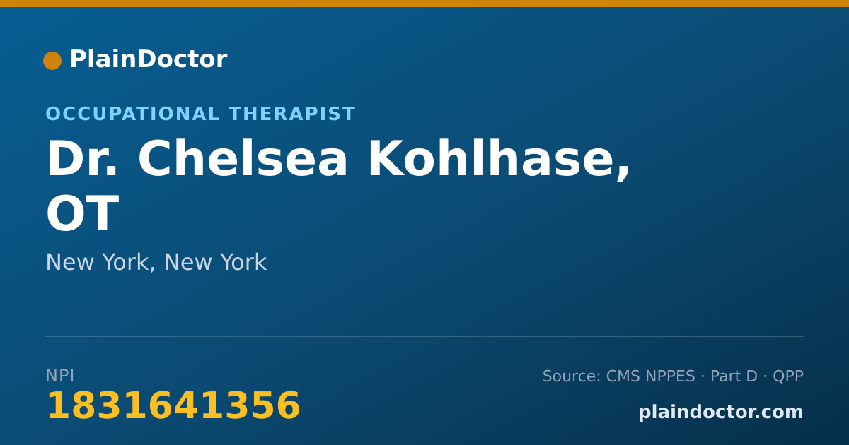 Shareable card for Chelsea Kohlhase, OT - Occupational Therapist, New York, NY