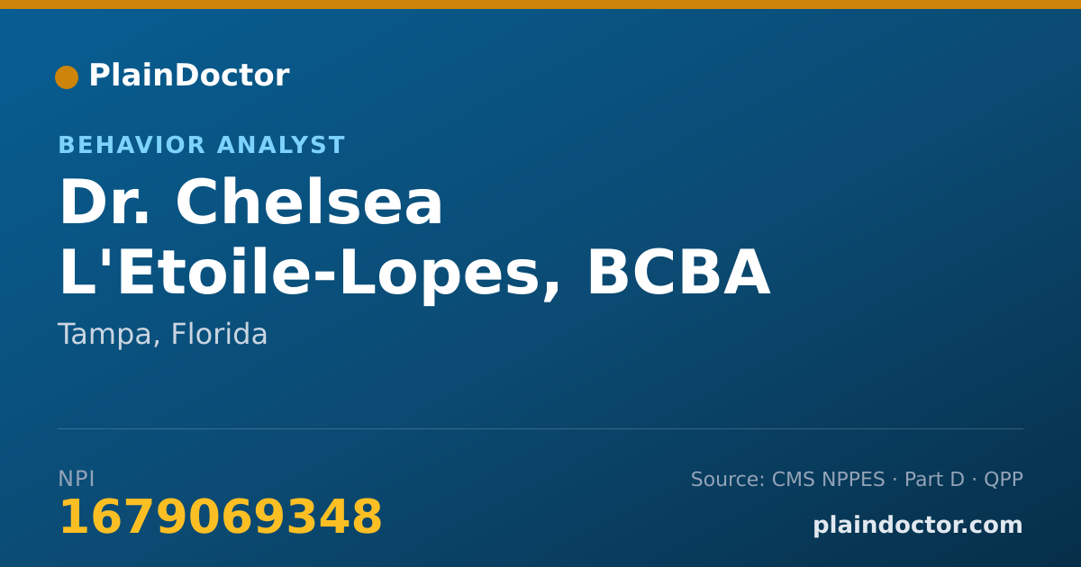 Shareable card for Chelsea L'Etoile-Lopes, BCBA - Behavior Analyst, Tampa, FL