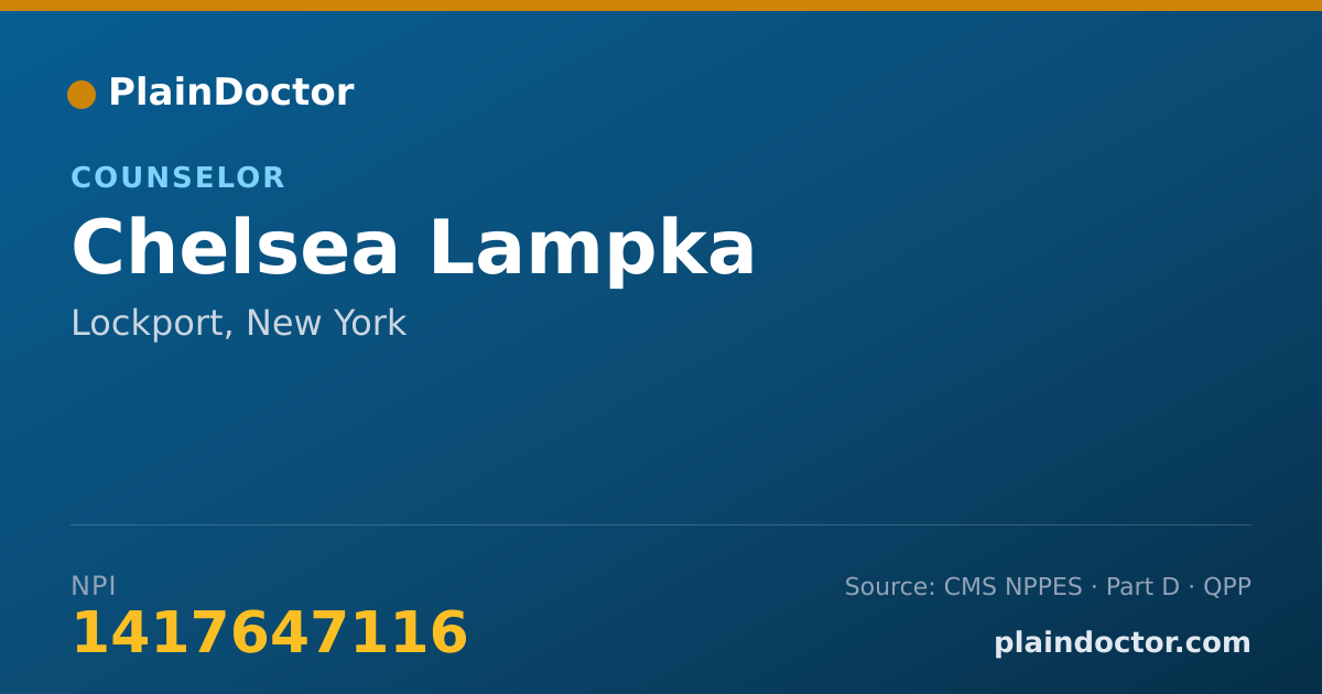Shareable card for Chelsea Lampka - Counselor, Lockport, NY