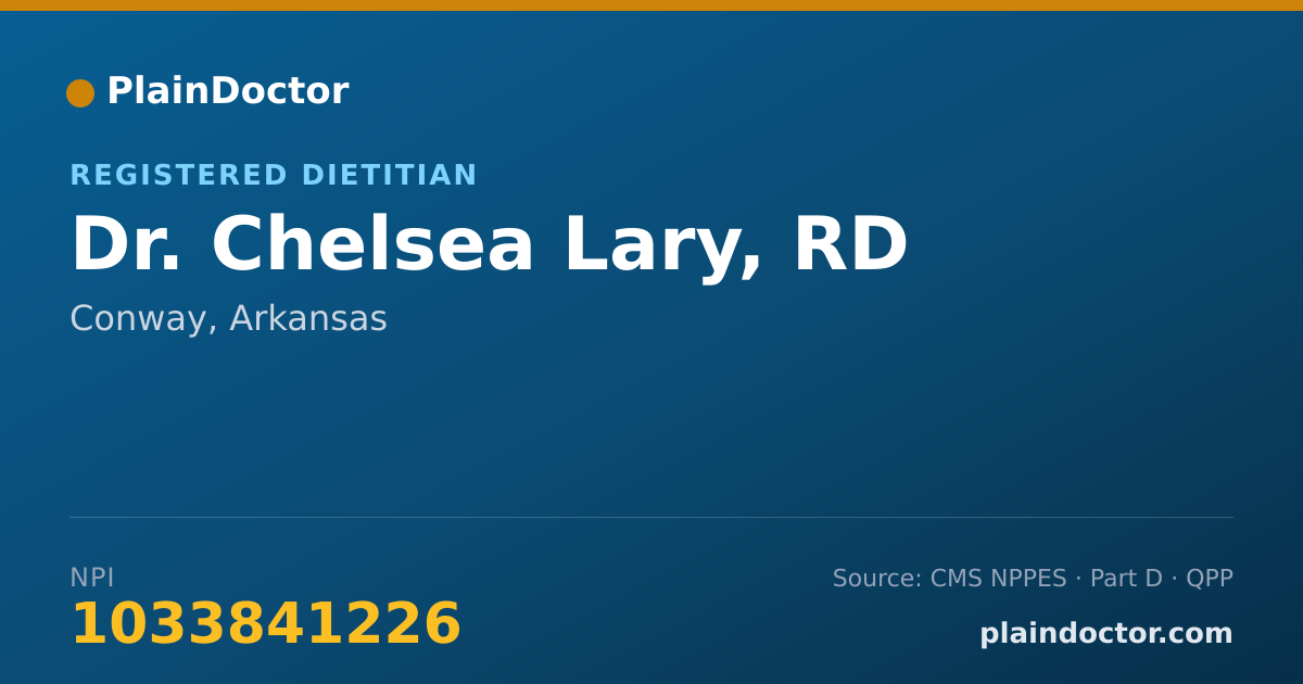 Shareable card for Chelsea Lary, RD - Registered Dietitian, Conway, AR