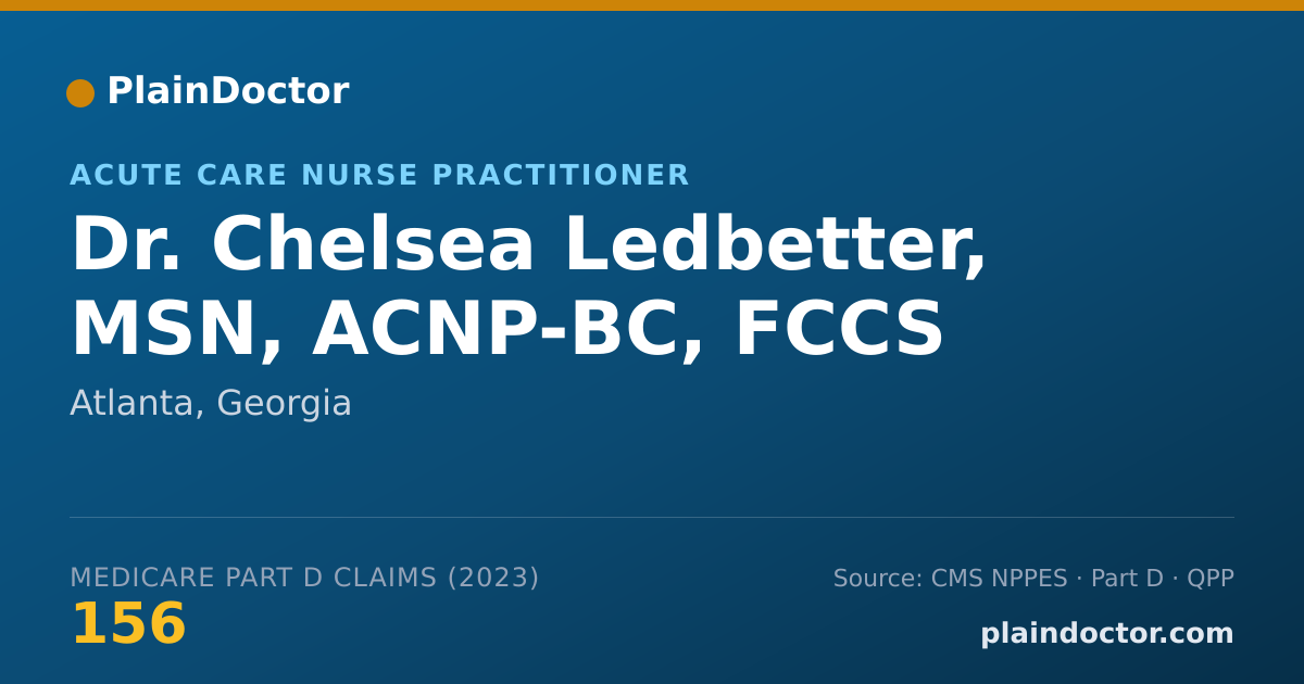 Shareable card for Chelsea Ledbetter, MSN, ACNP-BC, FCCS - Acute Care Nurse Practitioner, Atlanta, GA