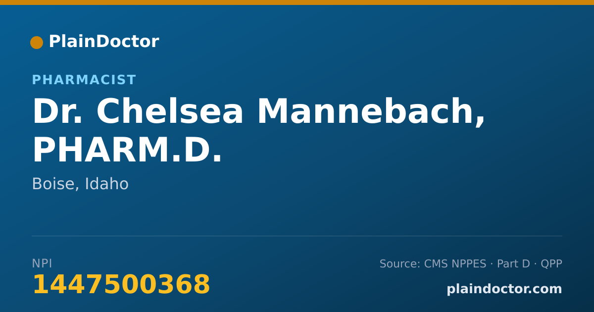 Shareable card for Chelsea Mannebach, PHARM.D. - Pharmacist, Boise, ID