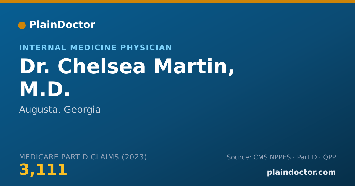 Shareable card for Chelsea Martin, M.D. - Internal Medicine Physician, Augusta, GA