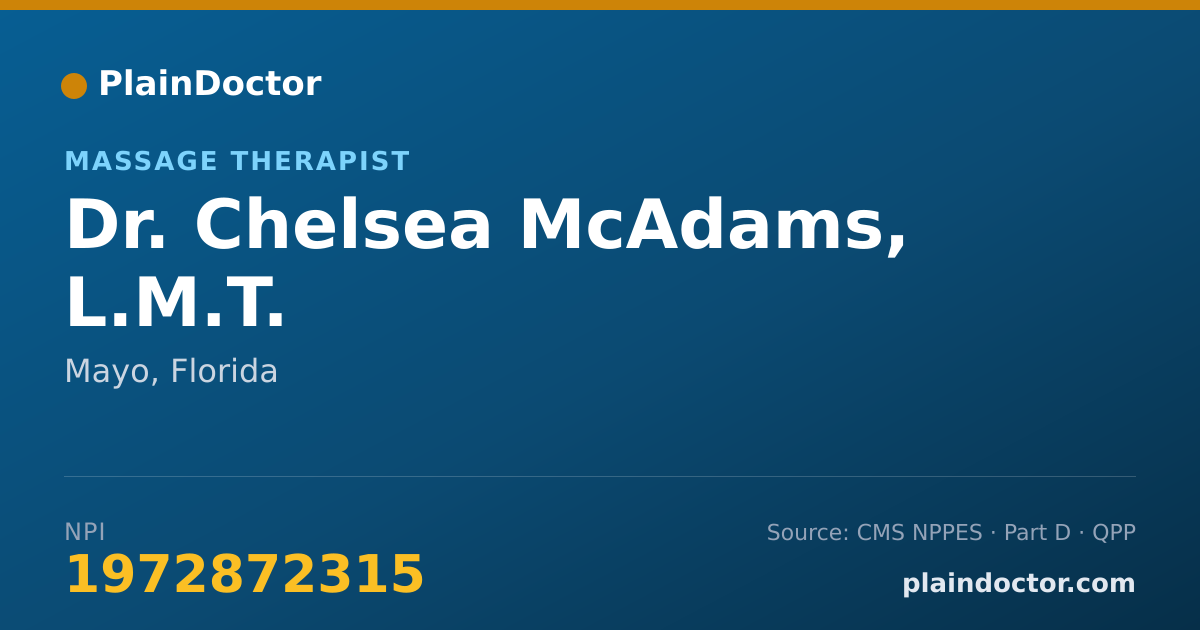 Shareable card for Chelsea McAdams, L.M.T. - Massage Therapist, Mayo, FL