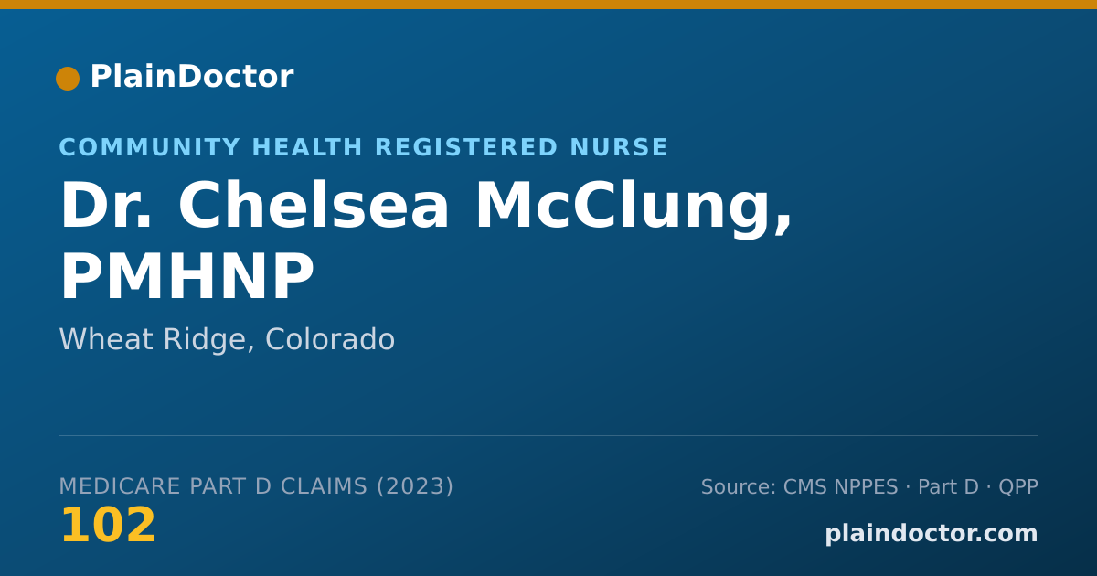 Shareable card for Chelsea McClung, PMHNP - Community Health Registered Nurse, Wheat Ridge, CO