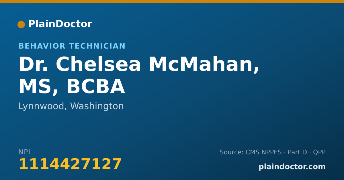 Shareable card for Chelsea McMahan, MS, BCBA - Behavior Technician, Lynnwood, WA