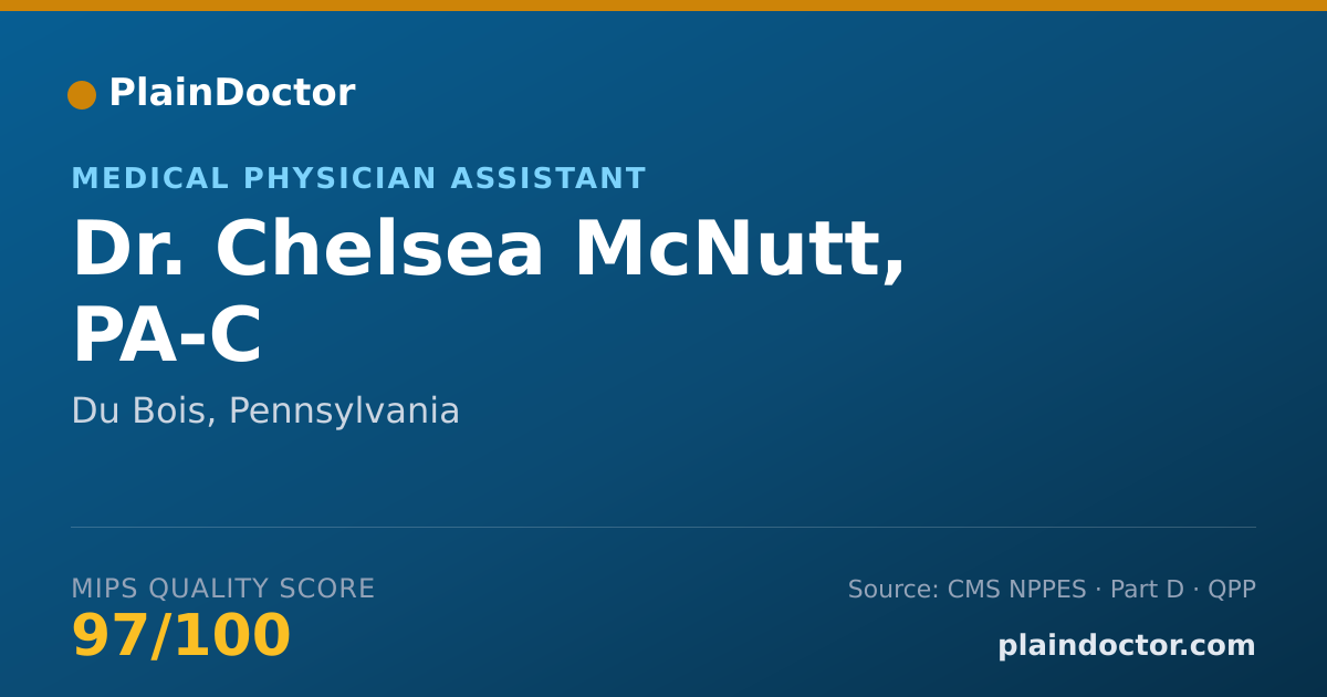 Shareable card for Chelsea McNutt, PA-C - Medical Physician Assistant, Du Bois, PA