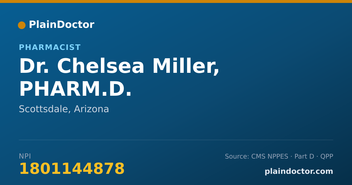Shareable card for Chelsea Miller, PHARM.D. - Pharmacist, Scottsdale, AZ