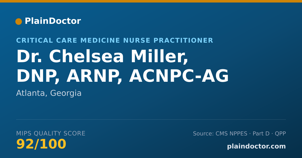 Shareable card for Chelsea Miller, DNP, ARNP, ACNPC-AG - Critical Care Medicine Nurse Practitioner, Atlanta, GA