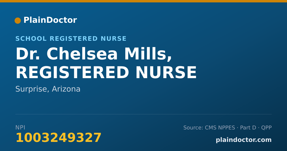 Shareable card for Chelsea Mills, REGISTERED NURSE - School Registered Nurse, Surprise, AZ